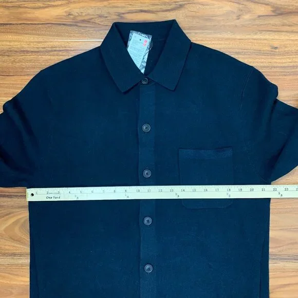 Uniqlo Milano Ribbed Shirt Collar Cardigan Men's Medium NWT Navy